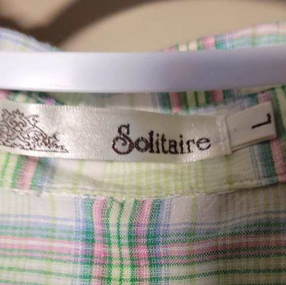 Solitaire Large distressed plaid western embroidered peal button down longsleeve - Picture 8 of 10